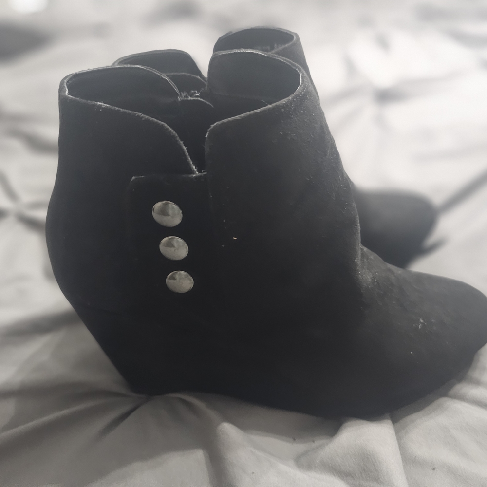 CL by Laundry Black Ankle Booties with Silver Accents